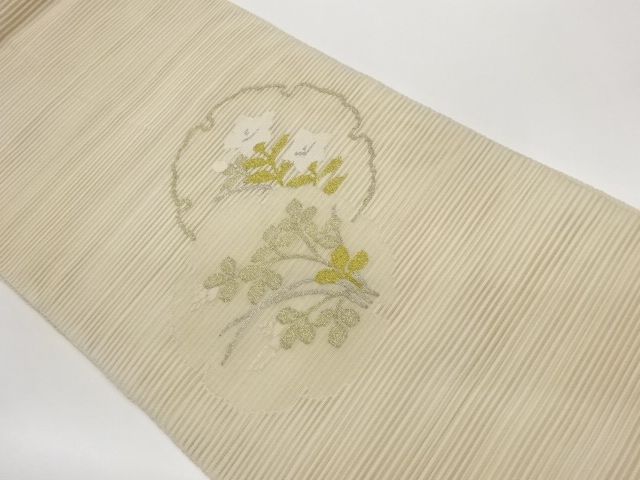 JAPANESE NAGOYA OBI FOR SUMMER / WOVEN BALLOON FLOWER